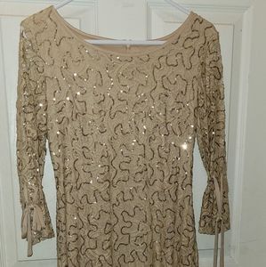R&K Beige/Gold sequence dress 4P